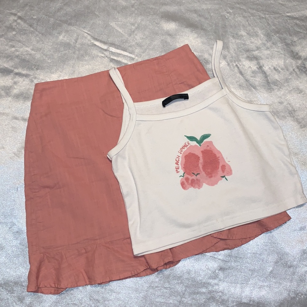 Pink Skirt + Crop Top